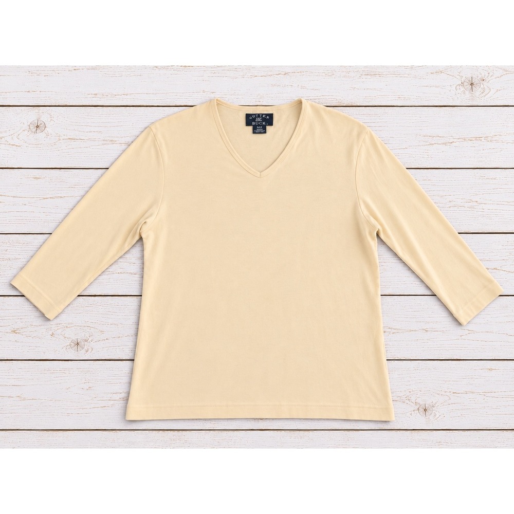 Cutter & Buck V-Neck Long Sleeve Cotton Tee Shirt Casual Everyday Medium